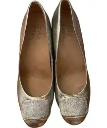 Naturalizer Metallic Silver Foil block Heel Pumps Size 7.5 worn once!