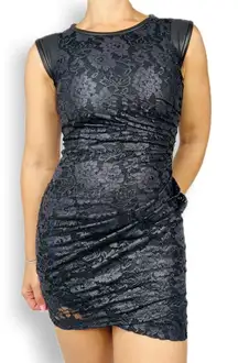 Sea NY Lace and Leather Mini Dress