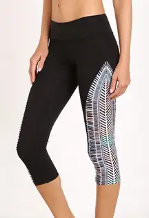 Mara Hoffman Active Voyager Crop Capri Legging Black Geo Boho Size Large L