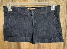 Forever 21 Vintage 2000s Y2K Low Rise Blue Cuffed Shorty Micro Shorts Size 30