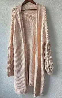 Simply Couture Oversized Open Front Chunky Knit Cardigan XL Pink Long Cardigan