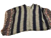 Freeway Aztec striped southwestern cowboy festival poncho‎