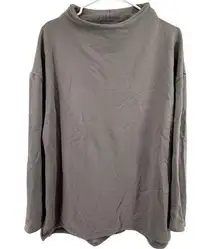 Free Fly Bamboo Sweatshirt Long Sleeve Top Relaxed Bateau Neck Hiking Taupe L