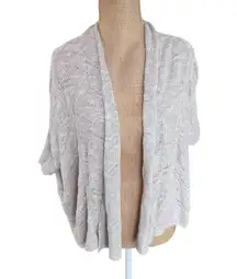 EILEEN FISHER Natural Karma Ripple Stitch Pointelle Linen Blend‎ Cardigan XS