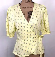 Graphic Floral Wrap Top