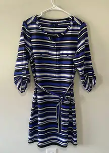 Navy Blue Striped Dress S