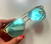 Urban Outfitters gold and turquoise mirrored sunglasses