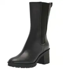 Vince Henderson Mid Chelsea Leather Boots Block Platform Black Size 9