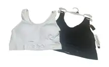 Bebe TWO PACK SEAMLESS MICROFIBER COMFORT BRAS Sz L Black/White NWT