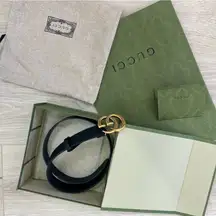 Gucci Authentic Black GG Marmont Thin Belt