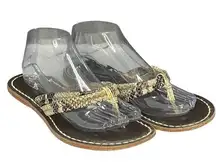 Bernardo Toe Post Brown Gray Snakeskin Two Strap Sandals Size 9