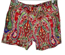 Lauren Ralph Lauren Red Paisley Print Shorts Size 6 5 inch Inseam‎ Beach Resort