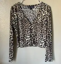 Cheetah V-Neck Button Up