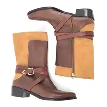 Rebecca Minkoff 7 Sebas two tone leather Brazil boots mid shaft booties 6