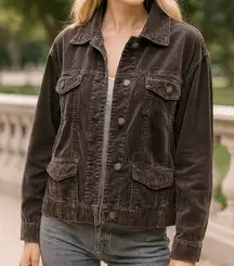 Chico's‎ Dark Brown Corduroy Cotton Blend Casual Jacket Sz 2 Large 12