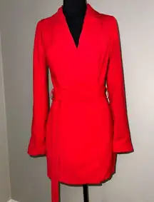 By The Way Deep V Belted Blazer Wrap Dress