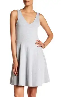 Vanity Room Grey Skater Dress Mini M NWT Gray Nordstrom V Neck Fit Flare