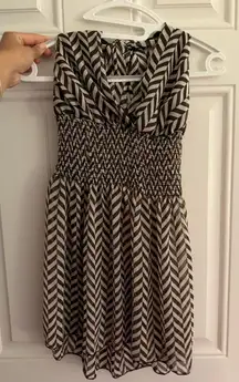 Brown and White Chevron Halter Tie Tank Top