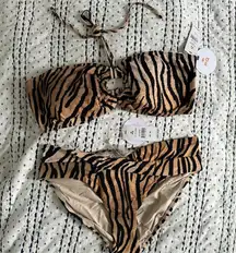 Pily Q PQ Rosie Bandeau D Maya Modest Bottom M Set Animal Print Cleo Tiger