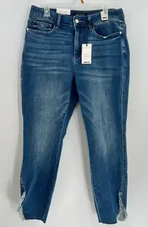 Judy Blue High Waist skinny fit jeans raw split hem medium wash plus sz 14W NWT