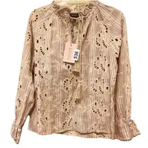 missguided 100% algodon women embroidered peasant lvory  top size 4