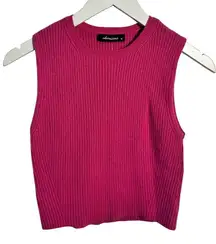 Olivacious Top Women M Pink Ribbed Knit Crop Tank Sweater Bratz Y2K Preppy