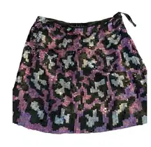 NWT Nicole Miller Collection Sequin Mini Skirt Pink Black Size 0 Retail $290