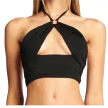 I.AM.GIA Black Halter Cutout Sleeveless Keyhole Open Back Crop Top Size XS