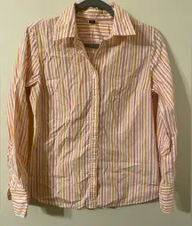 Womens J.Crew Slim Fit Pink Orange White Striped Button Down Shirt Size‎ Medium