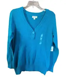 ST. John’s Bay Womans Pullover Low V Sweater Green Sz L NWT