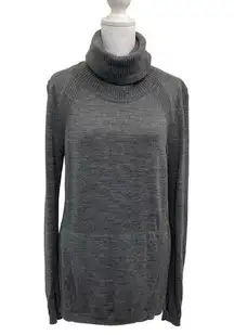 Lululemon 100% Merino Wool Turtleneck Kangaroo Pocket Thumbholes Gray size 6