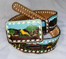 SHEYENNE Leather Western Hand-painted Belt