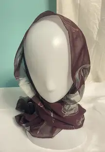 Women's Scarf Burgundy Rose Floral Sheer Light Wrap