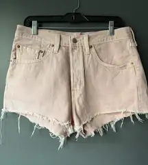 Levi's 501 Pink Denim Shorts with Frayed Hem