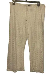 Hale Bob Women's Size XL Lace Coastal White Wide Leg Flowy Pants