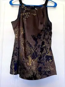 Tahari  Silky Gold Design Blouse