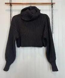 Urban Outfitters Dark Grey Cropped Oversized Turtle Neck Pullover Sweater Sz S