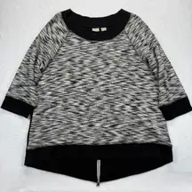 Chico's Zenergy Space‎ Dye 3/4 Sleeve Top Pullover Black White Size 3 (16/18)