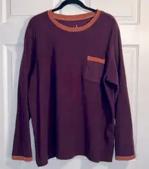 Cuddl Duds Women’s Fleece Sweatshirt/Pullover - Maroon & Orange - Size XL Tall