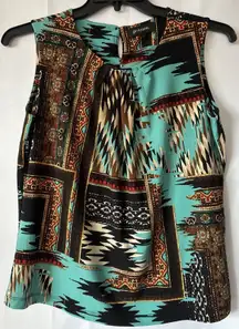 GRAYSON Womens Tank Top Size L Aztec‎ Design Sleeveless Resort Cruise Vacation