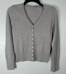 Everlane Womens Size XS Wool Cotton Blend Cardigan Gray Taupe Lightweight Vneck