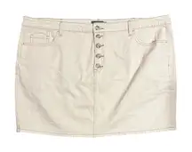 Torrid Plus Sized Cream Button-Front Denim Skirt with Pockets