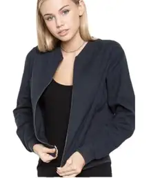 Brandy Melville Black Bomber Jacket One Size Preppy‎ Street wear Minimalist Zip