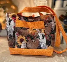 Handmade Rooster And Chicken Print Shoulder Bag