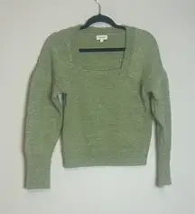 ROOLEE Dear Reader Long Sleeve Cropped Square Neck‎ Sweater Puffy Sleeve