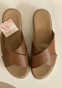 Taryn Rose Tayson Comfort By Design Wedge Sandals Tan Size 8.5