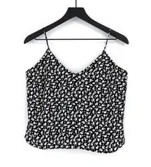 SOMETHING NAVY Tank Top Floral Black White S