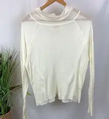 For Love & Lemons Ivory Light Weight Ribbed Long Sleeve Sweater S