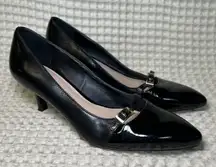 Franco Sarto Ballet Vintage Black Pointed Toe Kitten Heels Women US 6.5