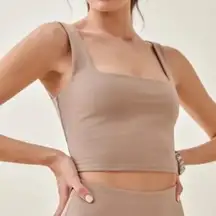 Reformation Ecostretch Tan Square‎ Neck Cropped Tank